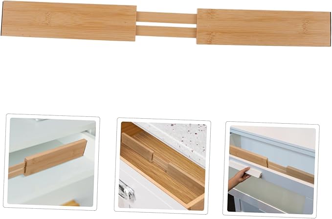 CHILDWEET 1piece Expandable Bamboo Drawer Divider for Kitchen Organization Adjustable Home Drawer Separator for Utensils and Cutlery Storage Neat and Practical Compartment