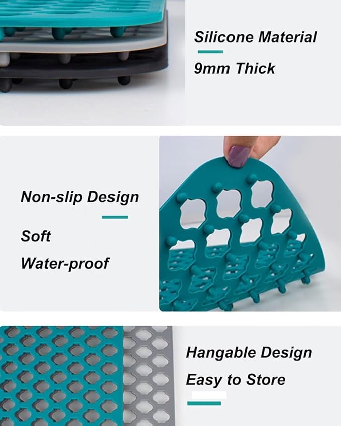 SEEK RARE Kitchen Sink Mat 24 x 13in Silicone Sink Mat Non Slip Sink Protector for Farmhouse Kitchen Green