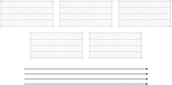 Commercial NSF Listed Chrome Stationary Wire Shelving Kit 21" x 42" x 96", with 5 Shelves Perfect for Warehouse, Walk-in Refrigerator, Freezer, Grocery Store, Restaurant, Dishroom