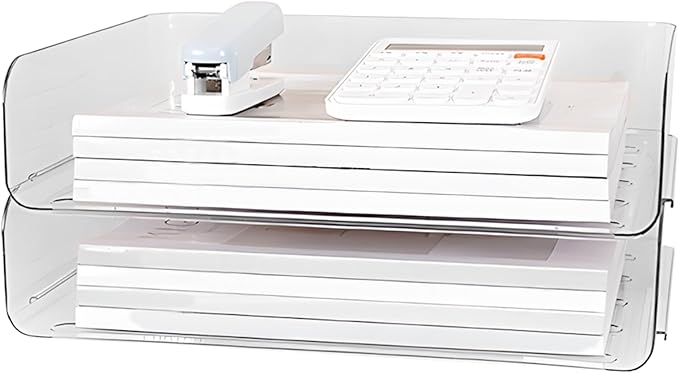 Varku Paper Tray Organizer Clear Acrylic Desk Organizers,2-Tier Desktop Organizer,Transparent Acrylic Office Supplies Holder,Ideal for Office or Home Use,Organize Files,Books,and Small Items