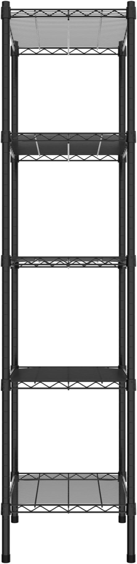Commercial NSF Listed Black Epoxy Stationary Wire Shelving Kit 18" x 24" x 74", with 5 Shelves Perfect for Warehouse, Walk-in Refrigerator, Freezer, Grocery Store, Restaurant, Dishroom