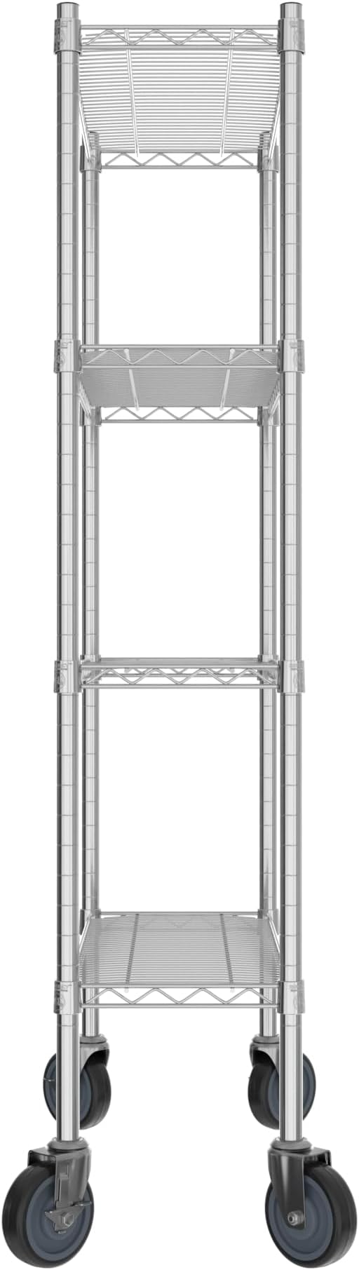 Commercial NSF Listed Chrome Mobile Wire Shelving Kit 12" x 30" x 60", with 4 Shelves Perfect for Warehouse, Walk-in Refrigerator, Freezer, Grocery Store, Restaurant, Dishroom