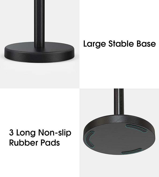 KitchLife Paper Towel Holder Countertop, 1 Pack Freestanding Decorative Black Red Weighted Holder Fits Jumbo Roll - Aesthetic Solid Paper Towel Dispenser Stand with Thickened Wider Anti-Skid Base