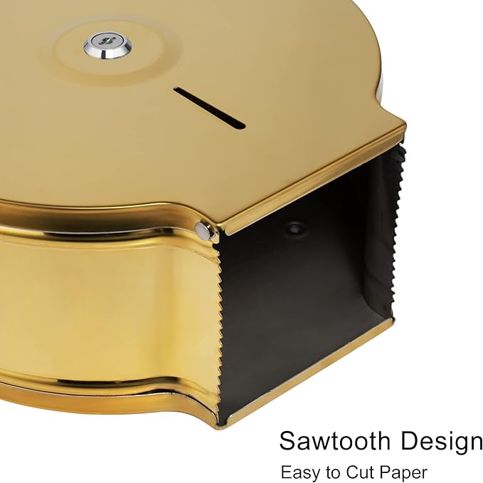 Commercial Jumbo Toilet Paper Dispenser, Wall Mount Stainless Steel 9 Inch Roll Toilet Paper Holder Bath Tissue Dispenser with Lock Key (Gold)