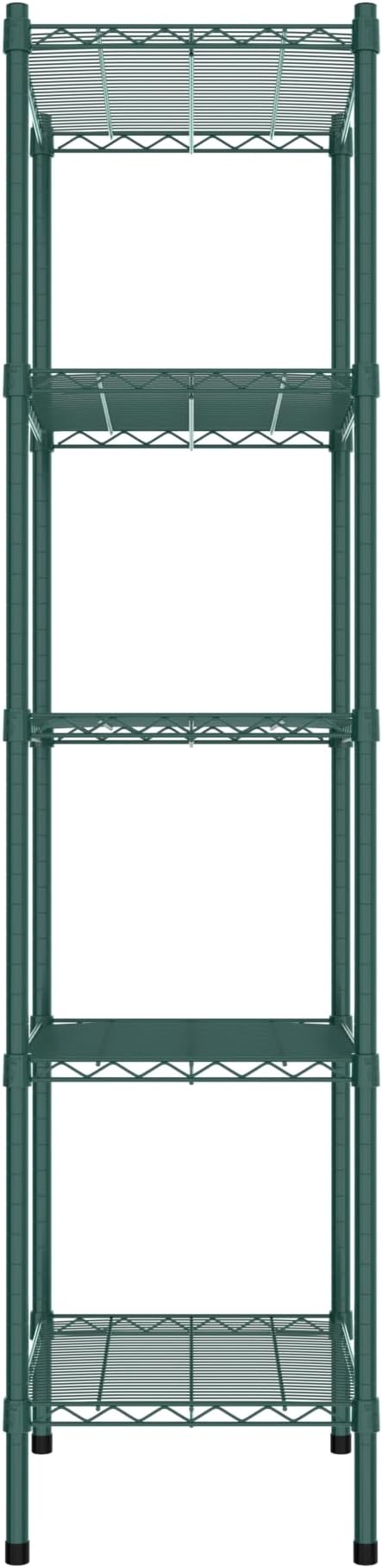 Commercial NSF Listed Green Epoxy Stationary Wire Shelving Kit 18" x 24" x 74", with 5 Shelves Perfect for Warehouse, Walk-in Refrigerator, Freezer, Grocery Store, Restaurant, Dishroom