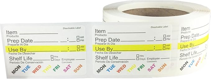 InStockLabels Dissolvable Food Labels - 2” x 3” (500 Labels) - Rotation Food Stickers for Kitchen & Restaurant Supplies - Ideal for Jar, Containers and Freezer Storage, Kitchen Stickers