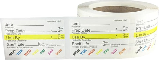 InStockLabels Dissolvable Food Labels - 2” x 3” (500 Labels) - Rotation Food Stickers for Kitchen & Restaurant Supplies - Ideal for Jar, Containers and Freezer Storage, Kitchen Stickers
