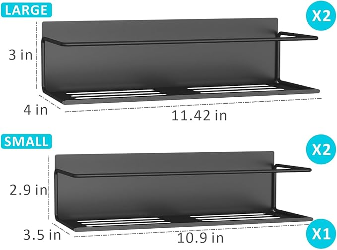 Roysili Magnetic Spice Rack For Refrigerator Magnetic Fridge Shelf For Kitchen Spice Organizer Magnetic Shelf For Fridge Space Saving Black 4 Pack