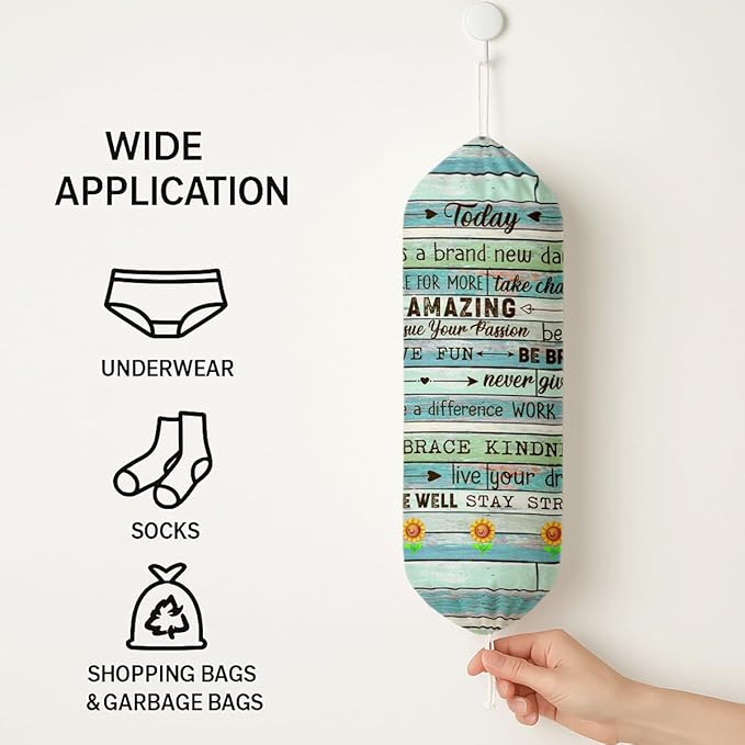 Plastic Bag Holder, Today Is A New Day Quotes Plastic Bag Holder for Kitchen Essentials, Inspirational Trash Sack Storage Dispenser for Home Decor, Kitchen Gifts to Women Family Friends