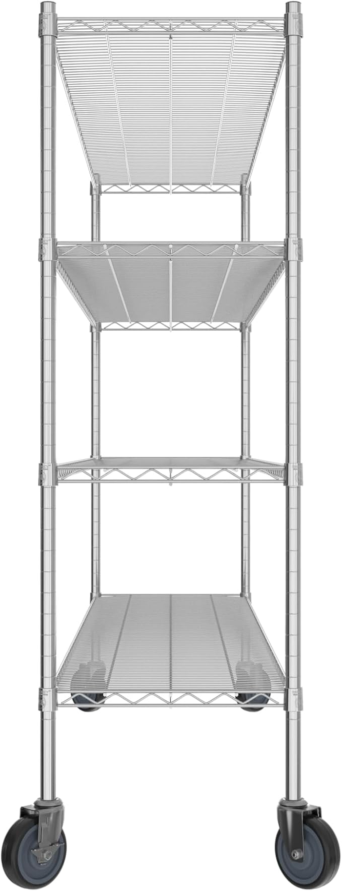 Commercial NSF Listed Chrome Mobile Wire Shelving Kit 18" x 72" x 60", with 4 Shelves Perfect for Warehouse, Walk-in Refrigerator, Freezer, Grocery Store, Restaurant, Dishroom