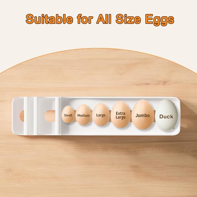 Egg Holder for Fridge, 4 Tiers Auto Rolling Egg Storage Organizer for Refrigerator, Slim Space Saving Container, Dispenser - Egg Roller for Eggs 24 Count