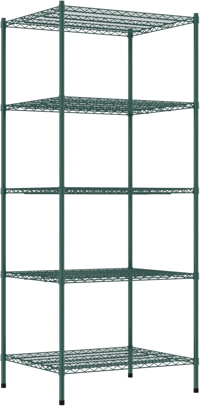 Commercial NSF Listed Green Epoxy Stationary Wire Shelving Kit 30" x 36" x 86", with 5 Shelves Perfect for Warehouse, Walk-in Refrigerator, Freezer, Grocery Store, Restaurant, Dishroom