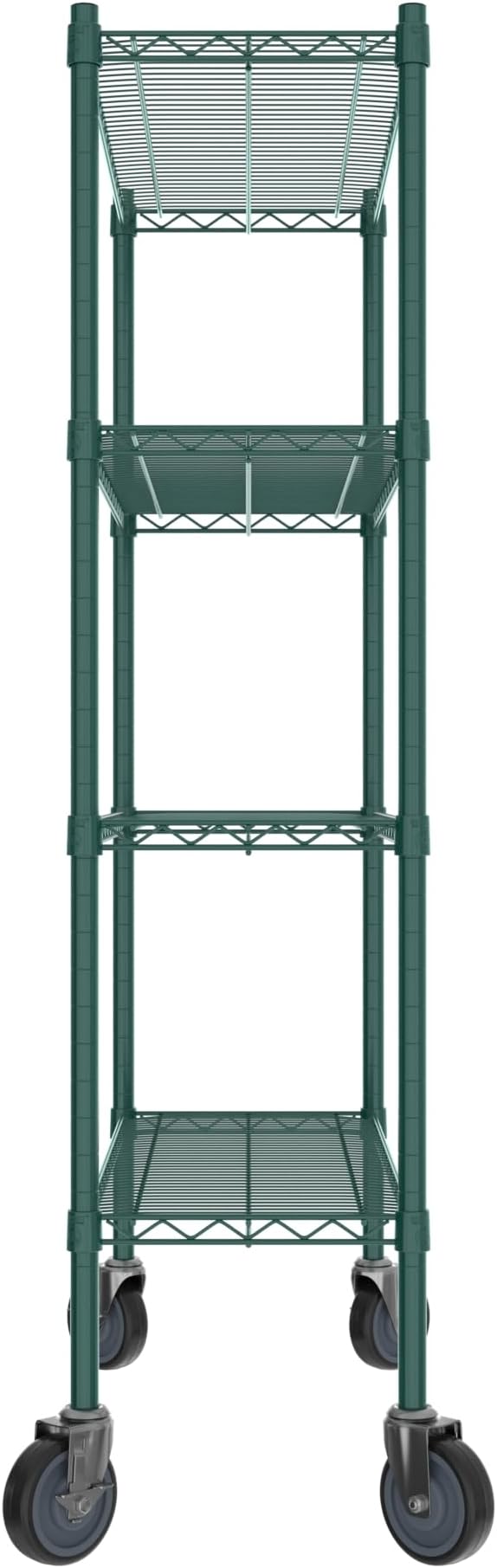 Commercial NSF Listed Green Epoxy Mobile Wire Shelving Kit 14" x 36" x 60", with 4 Shelves Perfect for Warehouse, Walk-in Refrigerator, Freezer, Grocery Store, Restaurant, Dishroom