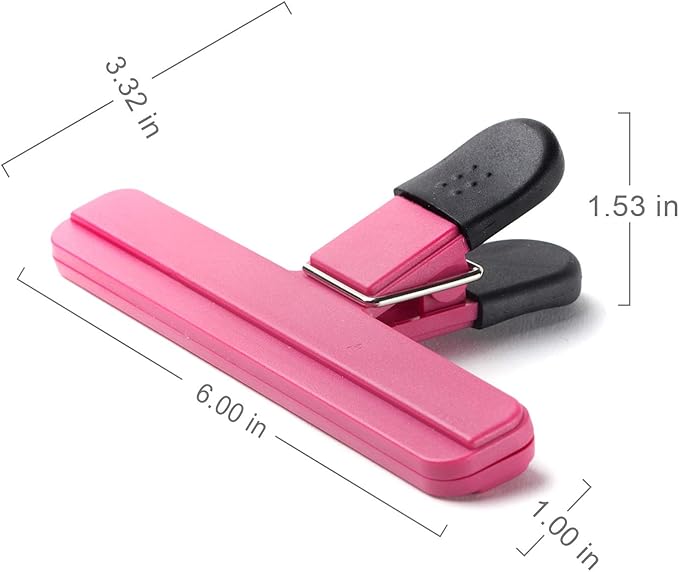 Ninth Five 6 Pack Chip Bag Clips, 6 Inch Large Size Assorted Colors Foods Snacks Bag Paper Clips, Plastic Heavy Duty Seal Grips