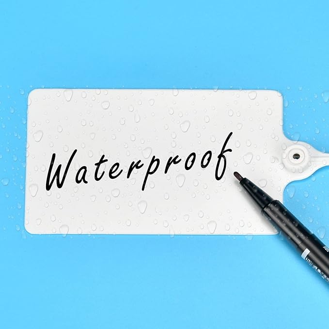 LeadSeals 100 Plastic Shipping Tags - Waterproof, Writable Labels for Security, Storage, Hanging - With Marker Pen (White)