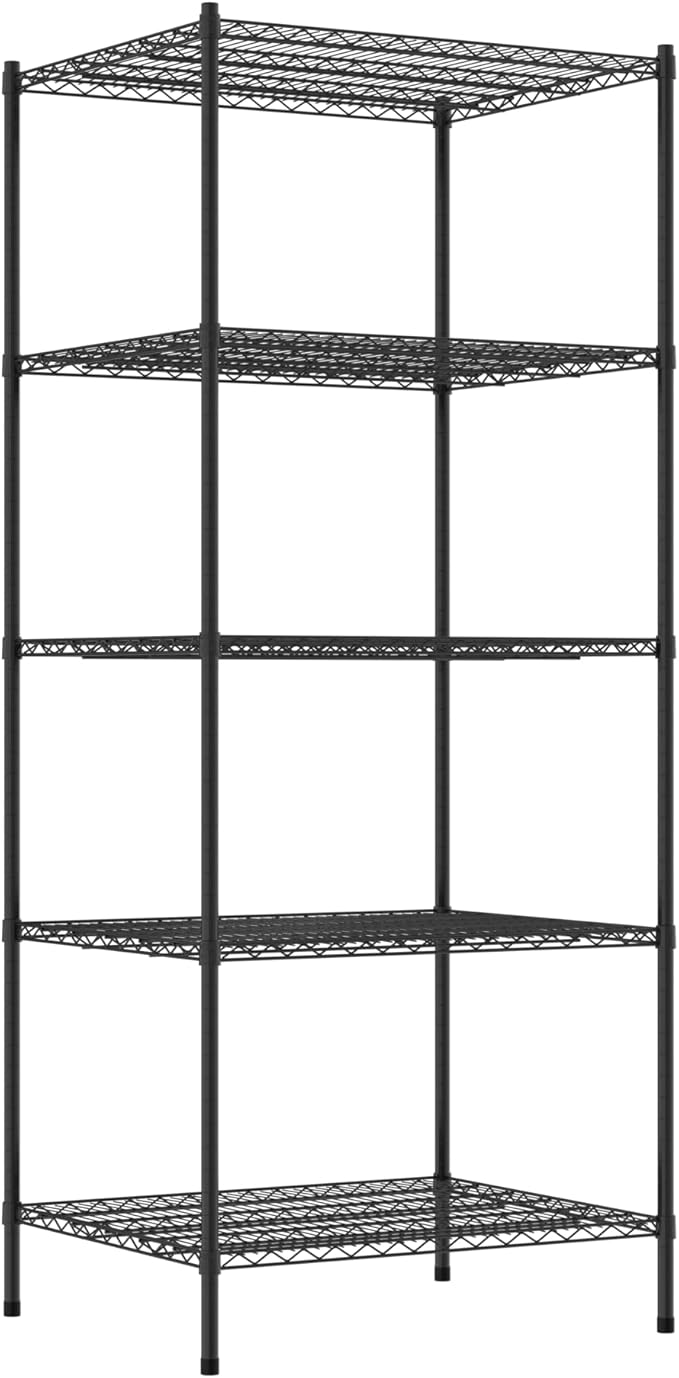Commercial NSF Listed Black Epoxy Stationary Wire Shelving Kit 30" x 36" x 86", with 5 Shelves Perfect for Warehouse, Walk-in Refrigerator, Freezer, Grocery Store, Restaurant, Dishroom