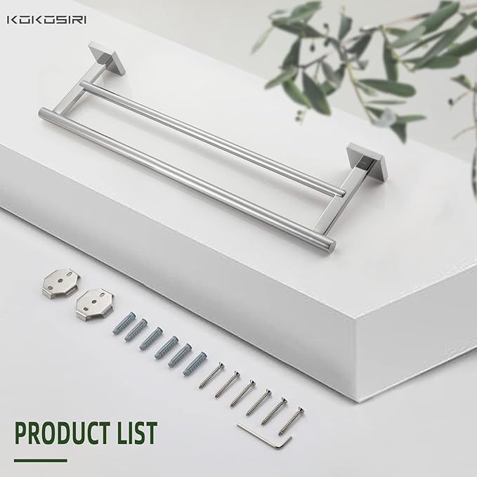 KOKOSIRI Double Towel Bars Bathroom Towel Holder Rack for Bath Kitchen 20 Inch Necklace Holder Wall Mounted Chrome Stainless Steel B5005CH-L20
