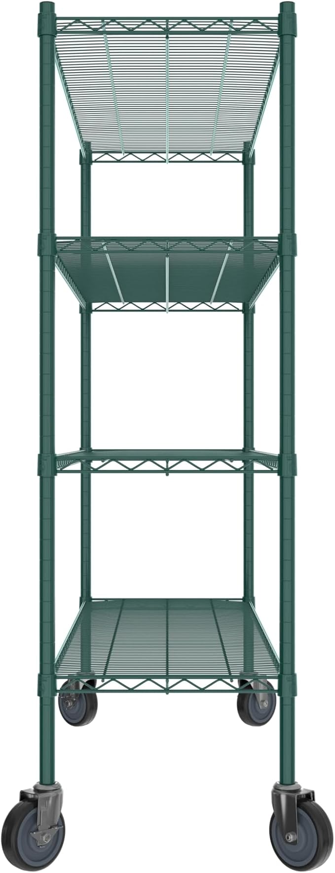 Commercial NSF Listed Green Epoxy Mobile Wire Shelving Kit 18" x 54" x 60", with 4 Shelves Perfect for Warehouse, Walk-in Refrigerator, Freezer, Grocery Store, Restaurant, Dishroom