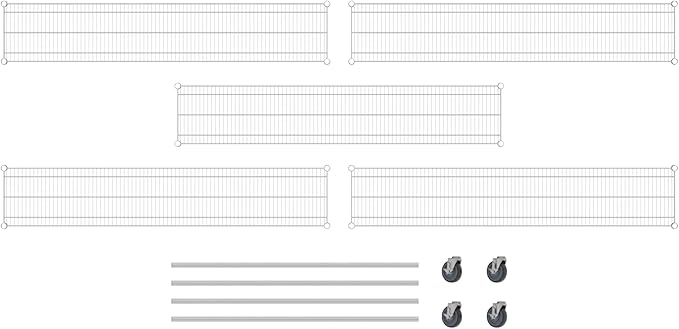 Commercial NSF Listed Chrome Mobile Wire Shelving Kit 14" x 72" x 60", with 5 Shelves Perfect for Warehouse, Walk-in Refrigerator, Freezer, Grocery Store, Restaurant, Dishroom