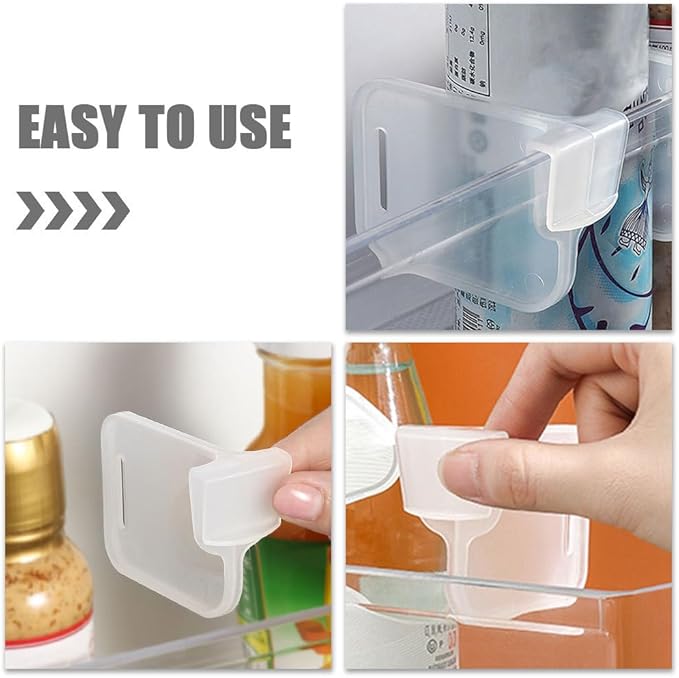 BESTOYARD 12Pcs Adjustable Fridge Side Door Dividers Multi-Function Refrigerator Shelf Clips for Space-Saving Organization Easy Installation Compact 2.55X1.96X0.9 Inch Fridge Separator