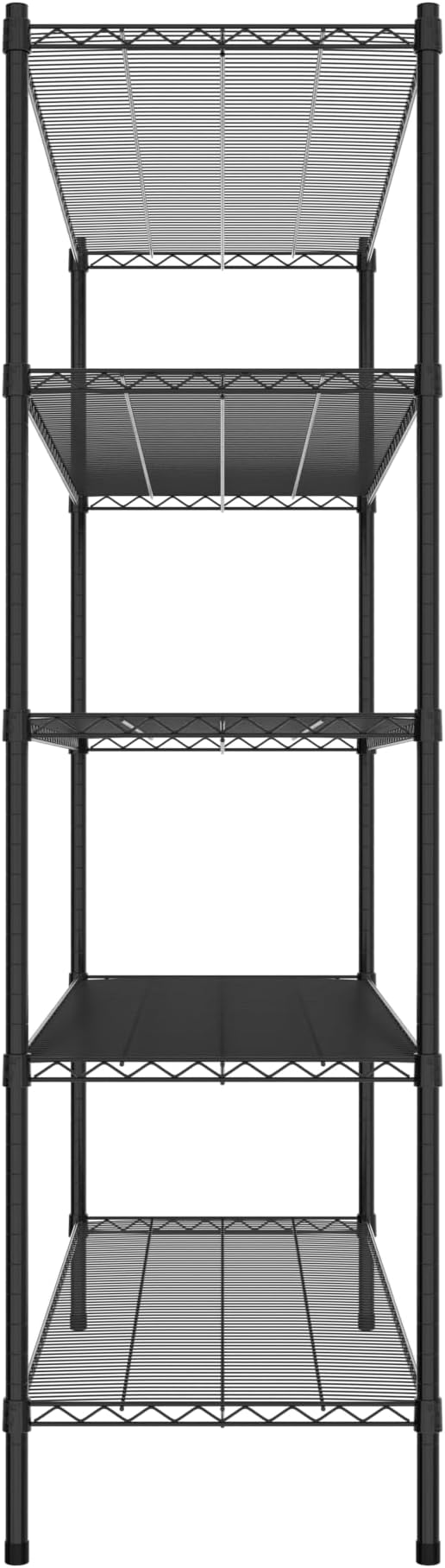 Commercial NSF Listed Black Epoxy Stationary Wire Shelving Kit 21" x 60" x 74", with 5 Shelves Perfect for Warehouse, Walk-in Refrigerator, Freezer, Grocery Store, Restaurant, Dishroom