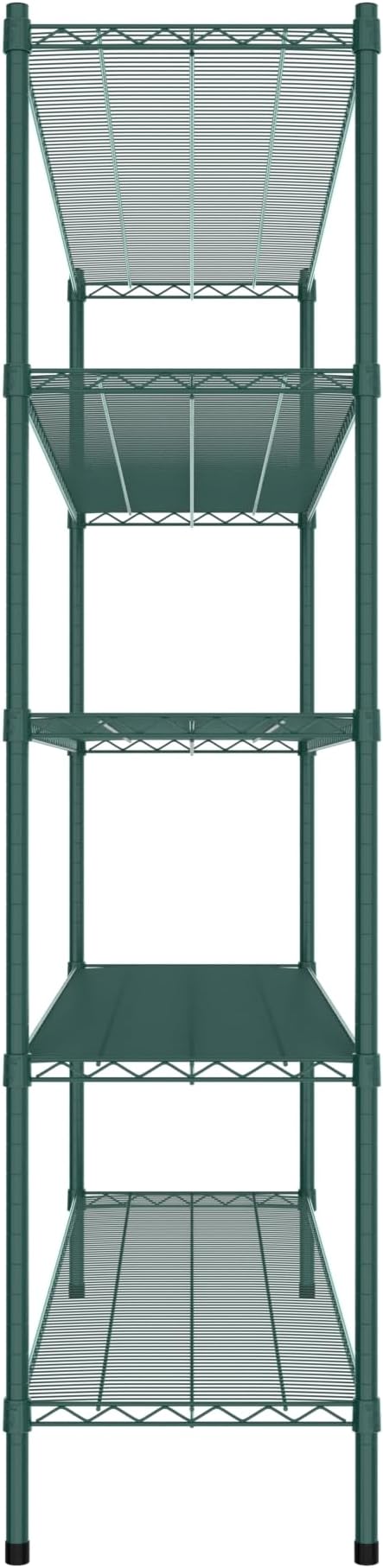Commercial NSF Listed Green Epoxy Stationary Wire Shelving Kit 18" x 72" x 74", with 5 Shelves Perfect for Warehouse, Walk-in Refrigerator, Freezer, Grocery Store, Restaurant, Dishroom