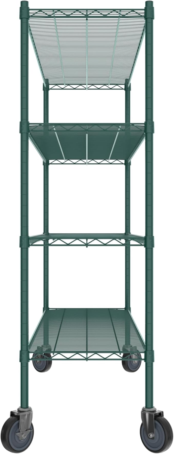 Commercial NSF Listed Green Epoxy Mobile Wire Shelving Kit 18" x 60" x 60", with 4 Shelves Perfect for Warehouse, Walk-in Refrigerator, Freezer, Grocery Store, Restaurant, Dishroom