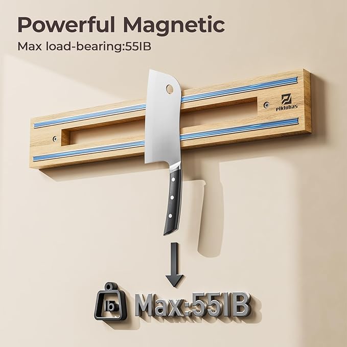 Magnetic Knife Holder for Wall, Magnet Knife Storage Strip Wooden 16.5 Inch, Use as Knife Bar, Knife Rack, Kitchen Utensil Organizers Tool, Wall Mount, Housewarming, Party, Gift