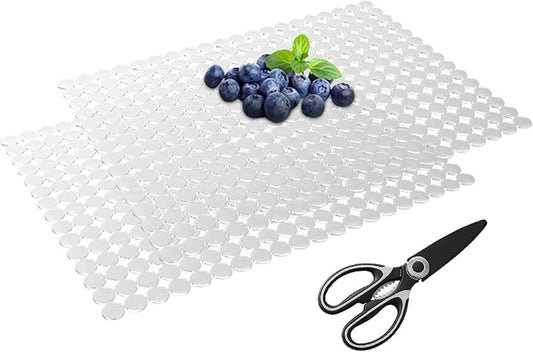 Kitchen Sink Mat for Stainless Steel/Ceramic Sinks,2 Pack Sink Protectors for Kitchen Sink with Scissors, Fast Draining,Easy to Clean,DIY Cut,15.7 X 11.8 Inch(Transparent)