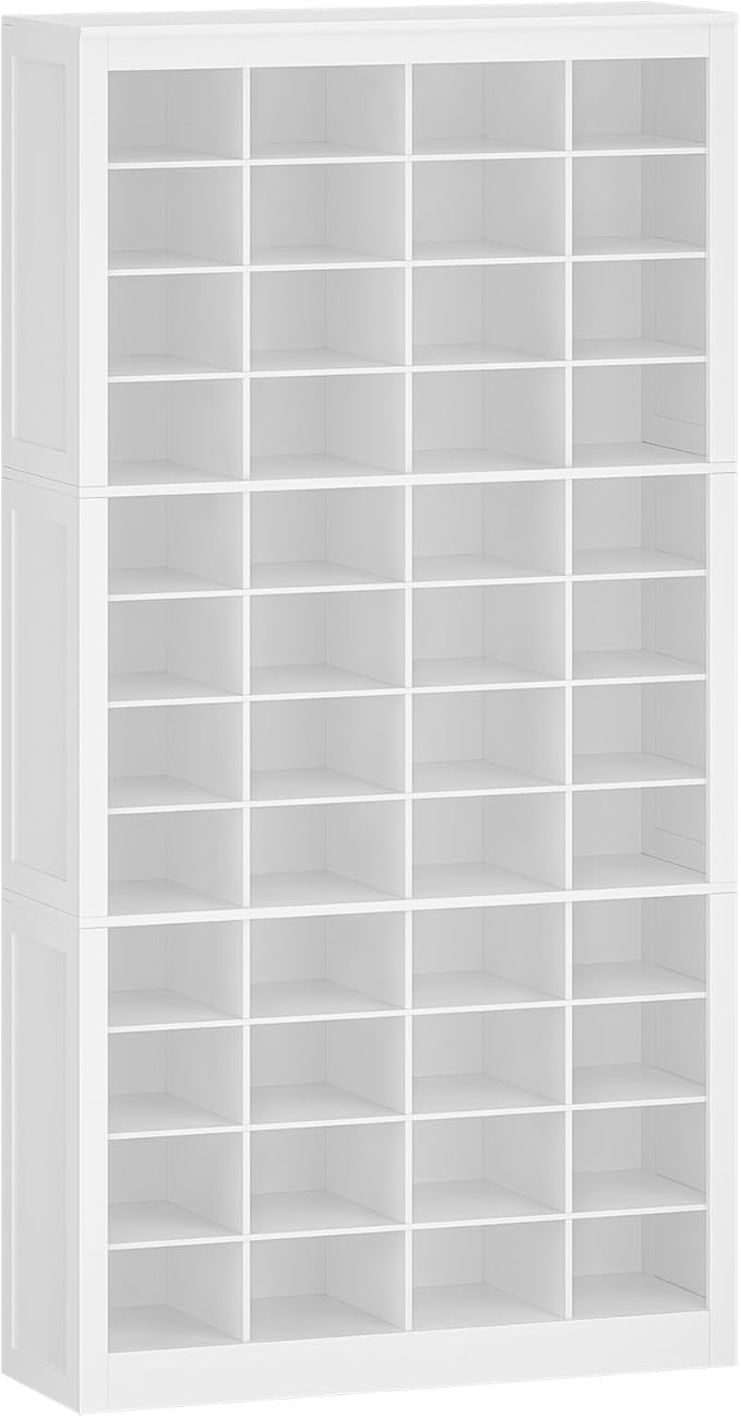 Shoe Storage Cabinet, 48 Pairs Free Standing Closet Organizer, 9 inch Widened Cell Wood Shoe Organizer, 12 Tiers Vertical Space Saving Shoe Rack for Entryway, Cloakroom, White SR39603X