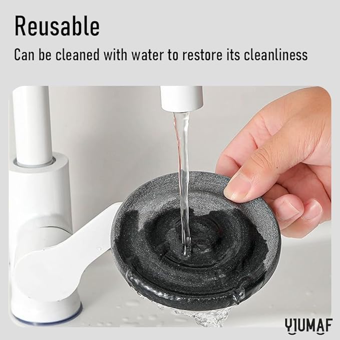 Diatomite Stone Soap Dish & Tray - Water Absorbing for Bathroom Kitchen Sink, Quick Dry Sponge Holder, Non-Slip Stand, Round Organizer Mat for Bar Soap, Drying Tray & Coaster(Light Gray)