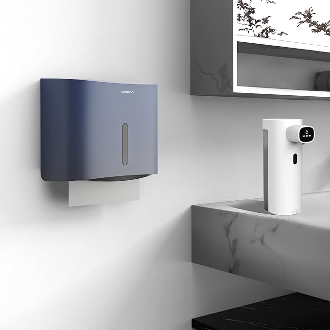 Commercial Paper Towel Dispenser Wall Mount Paper Towel Holder Large Capacity C Fold Hand Towel Dispenser Bathroom Tissue Dispenser (Blue)