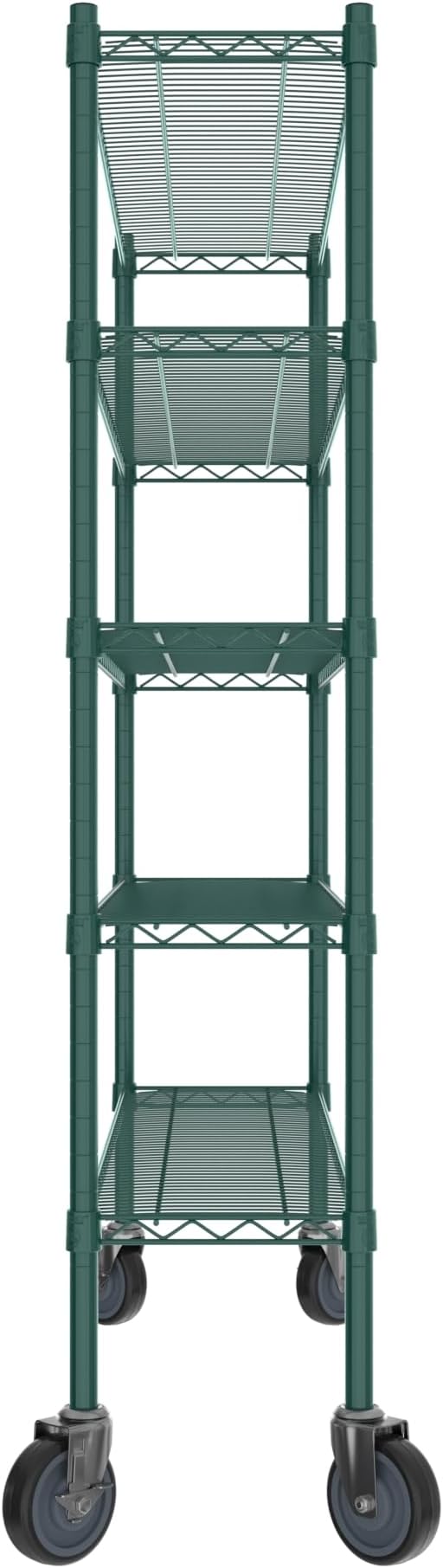 Commercial NSF Listed Green Epoxy Mobile Wire Shelving Kit 12" x 48" x 60", with 5 Shelves Perfect for Warehouse, Walk-in Refrigerator, Freezer, Grocery Store, Restaurant, Dishroom