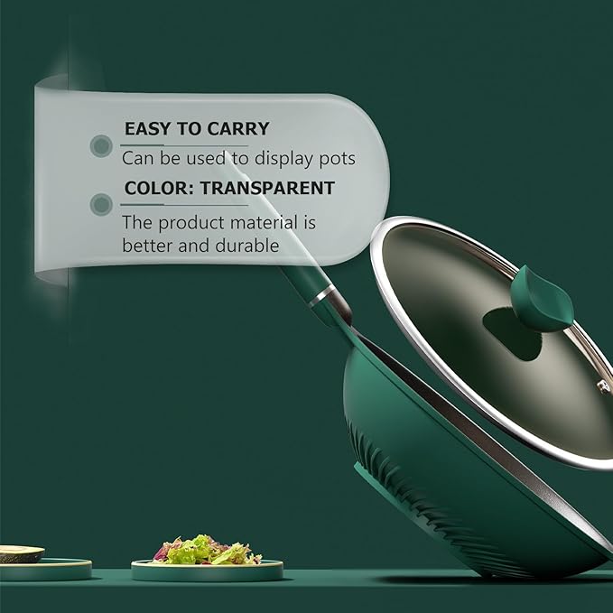 VANZACK Acrylic Pot Rack and Frying Pan Display Stand Cooking Pan Organizer for Induction Cooker Kitchen Storage and Retail Showcase