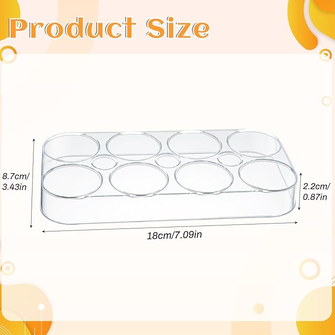 2 PCS Clear Egg Holder for Fridge, Durable Plastic Egg Storage Container Tray, Compact Kitchen Organizer Rack for Countertop, Holds 8 Eggs