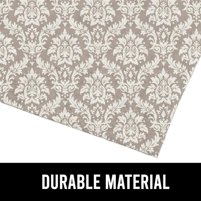 GORILLA GRIP LeakGuard Non-Adhesive Under Sink Mat for Kitchen Cabinet, 24x50, Waterproof Quick Dry Shelf Liner, Durable Absorbent Felt Mats for Bathroom Sinks, Cabinets, Dresser, Damask Taupe Cream