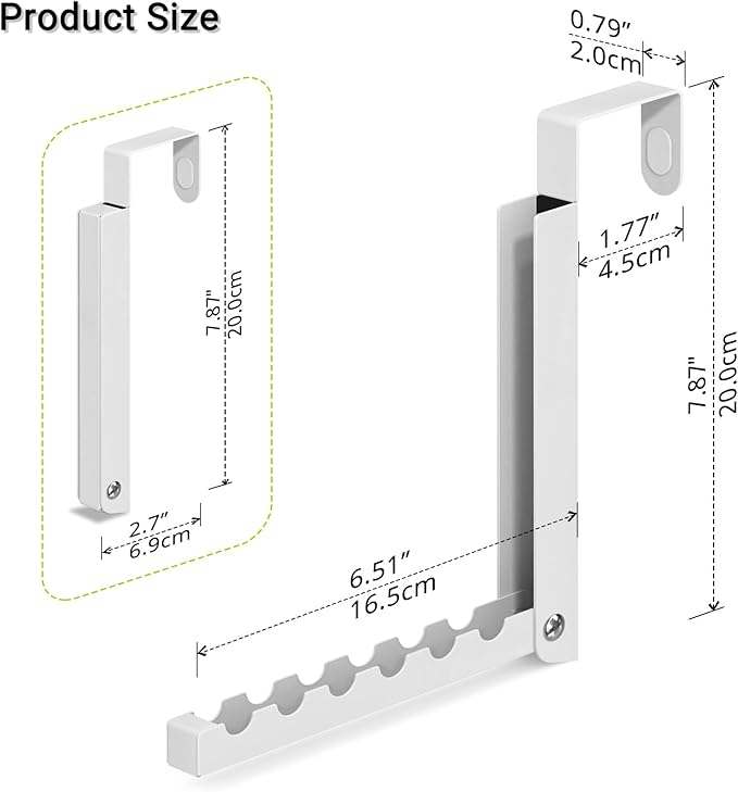 2-Pack Foldable Over The Door Organizer, 6 Grooves for Coats, Hats, Bags, Towels | Collapsible Storage Space Saver for Entryway, Bedroom, Bathroom, Dorm, Travel | White