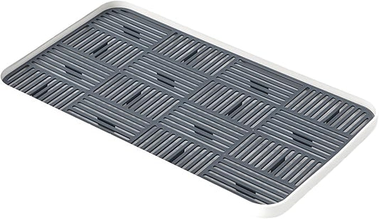 WUCYLKA Kitchen Sink Organizer Sink Caddy, Plastic Sponge & Soap Holder with Double-Layer Drain Rack – Countertop Sink Tray for Sponge, Soap, Dish Brush, Cup, and Wire Scrubber(Grey Plus)