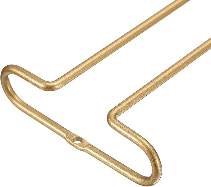 uxcell Wine Glass Rack Under Cabinet, 4Pcs 10-Inch Stemware Wine Glass Hanging Rack Stainless Steel Wine Glass Organizer Storage Hanger for 5mm Stemware Column, Gold
