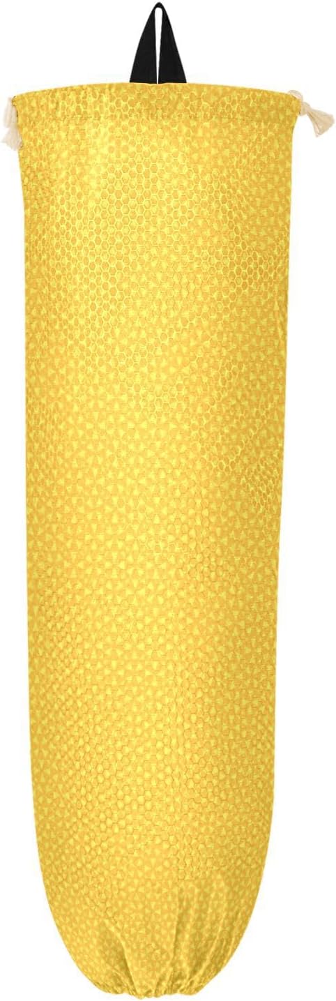 2 PCS Plastic Bag Holder Wall Mount Grocery Bag Holder Shopping Bag Trash Bag Storage Organizer Dispenser for Kitchen Closet 22 x 9 Inch Geometric Yellow
