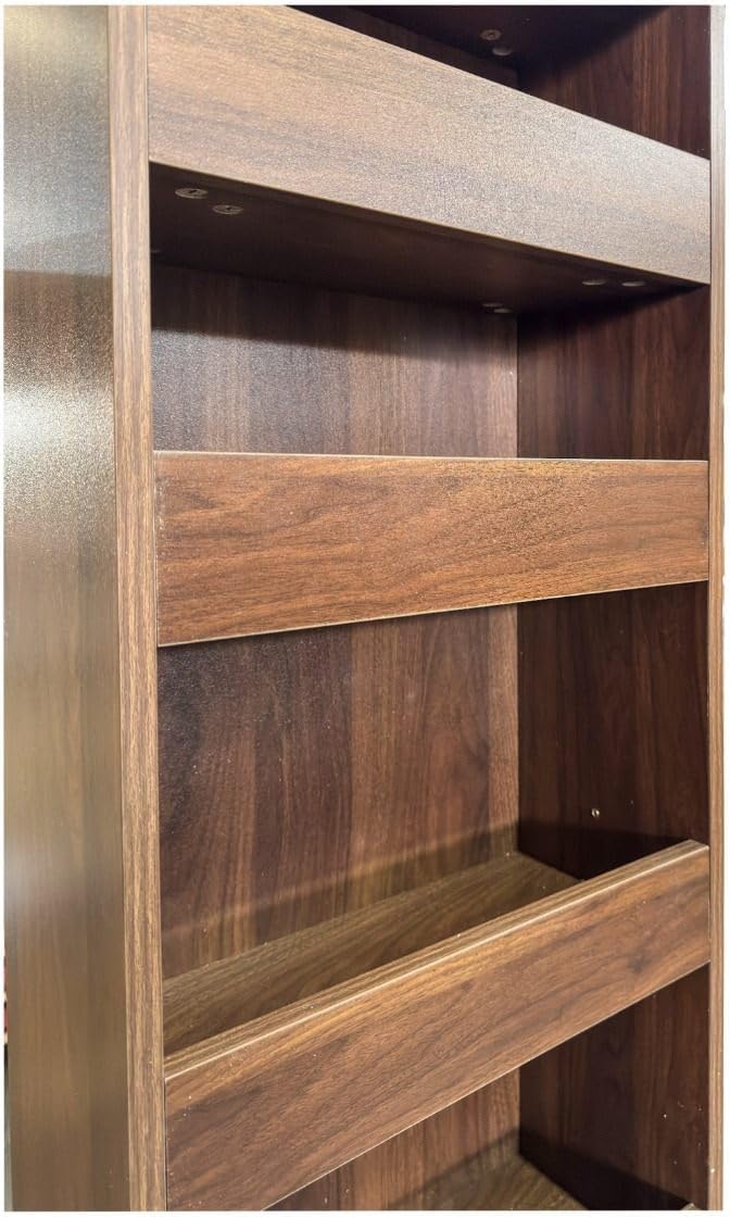 7-Tier Slim Pull-Out Storage Cabinet 15.75" W x 70.75" H Narrow Pantry Organizer Shelf for Kitchen Between Refrigerator Counter Gap, Walnut