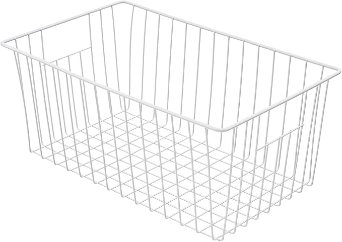 Y.Z.Bros 16inch Freezer Storage Organizer Baskets, Household Wire Refrigerator Bins with Built-in Handles for Cabinet, Pantry, Closet, Bedroom