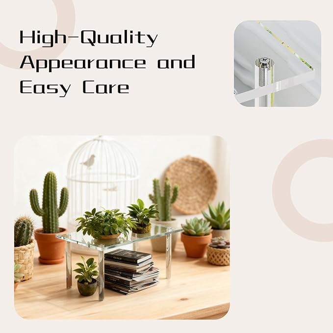 Extra Large 7mm Thick Acrylic Riser Plant Stand,Acrylic Shelf Riser for Plant Organizer,Cupboard Organizers,Perfume Organizer(1 Pcs,15.4×11.8×8in)