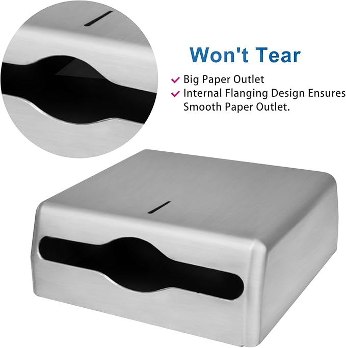 Commercial Paper Towel Dispenser Wall Mount, Brushed Stainless Steel Paper Towel Holder for Bathroom, Large Capacity 250 C-fold/Tri-fold/Multifold