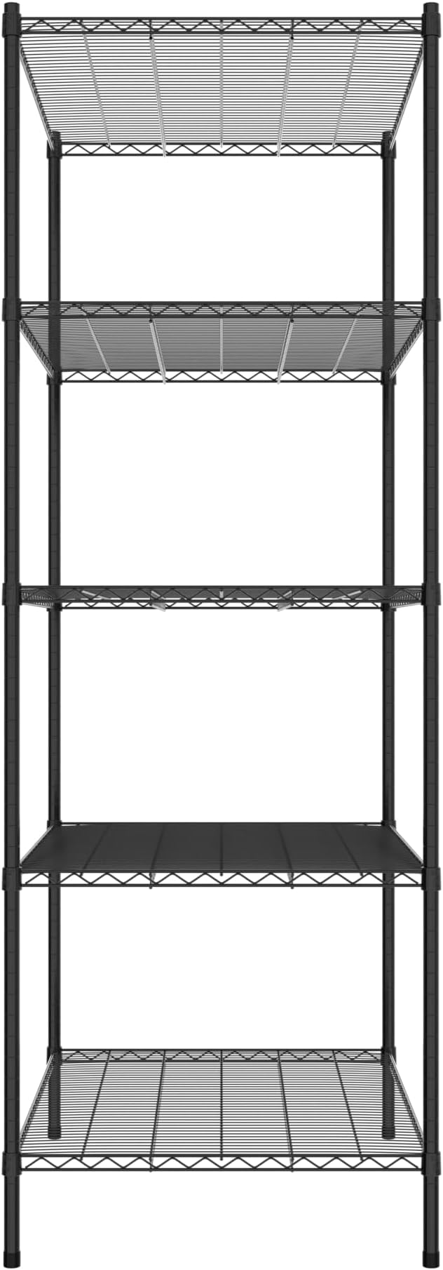 Commercial NSF Listed Black Epoxy Stationary Wire Shelving Kit 30" x 42" x 86", with 5 Shelves Perfect for Warehouse, Walk-in Refrigerator, Freezer, Grocery Store, Restaurant, Dishroom