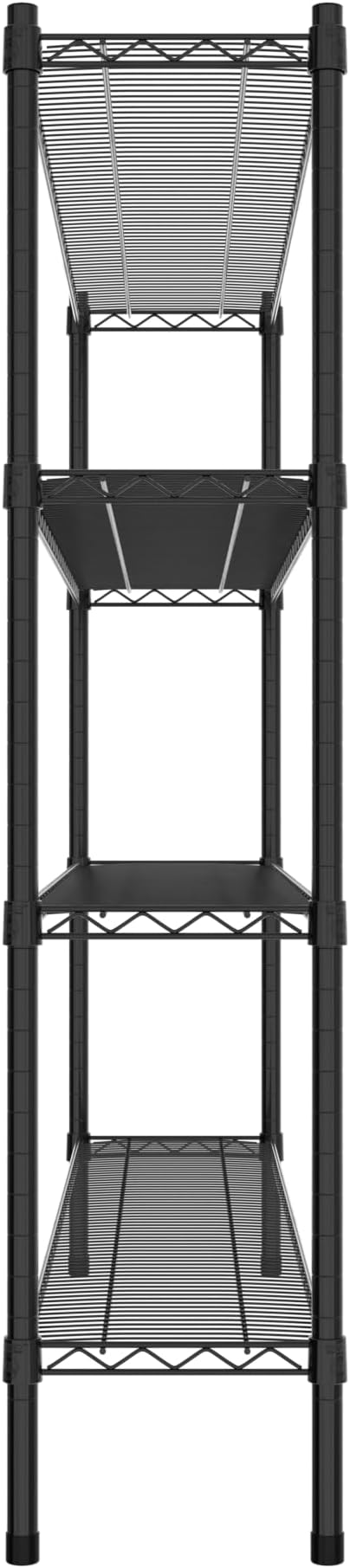Commercial NSF Listed Black Epoxy Stationary Wire Shelving Kit 12" x 60" x 54", with 4 Shelves Perfect for Warehouse, Walk-in Refrigerator, Freezer, Grocery Store, Restaurant, Dishroom