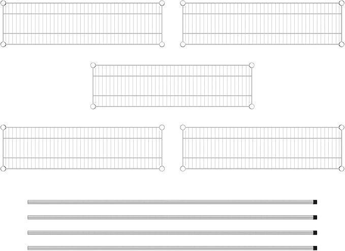 Commercial NSF Listed Chrome Stationary Wire Shelving Kit 12" x 42" x 74", with 5 Shelves Perfect for Warehouse, Walk-in Refrigerator, Freezer, Grocery Store, Restaurant, Dishroom