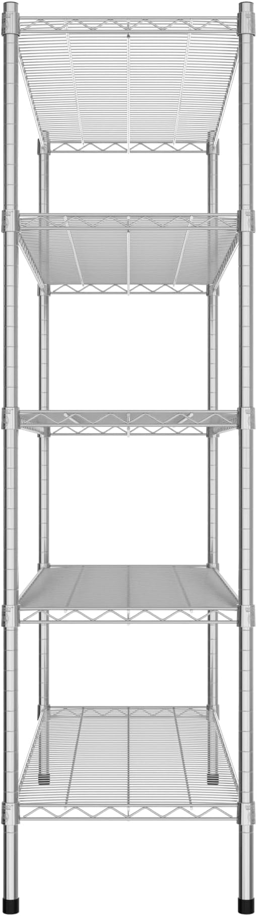 Commercial NSF Listed Chrome Stationary Wire Shelving Kit 18" x 48" x 64", with 5 Shelves Perfect for Warehouse, Walk-in Refrigerator, Freezer, Grocery Store, Restaurant, Dishroom