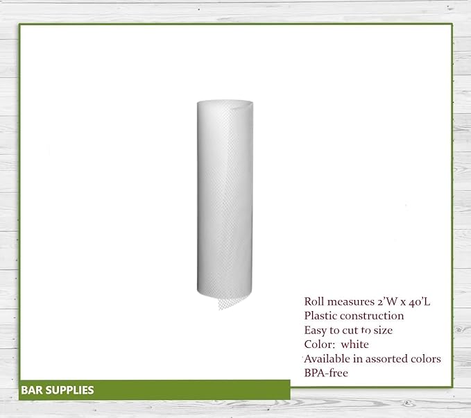 AME D'ESSENCE Bar Shelf Liner 24" x 480" White Plastic Mesh Liner for Glassware Non Slip Drawer Liner Commercial Grade