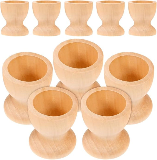 10Pieces Wooden Egg Cups, Wooden Egg Holder Eggs Holding Cups, Tabletop Refrigerator Egg Tray Container, Wood Storage Holders for Easter Decoration